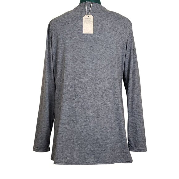 NWT Womens Long Sleeve‎ Tunic Top Med 1/2 Zip Crew Neck Casual Buttons Trendy - Picture 2 of 7